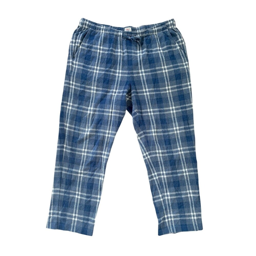 Faherty Legend Mens Vintage Blue Plaid Organic Cotton Lounge Pants Sz L